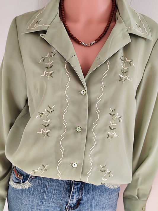 🌿 Chemise fluide brodée – Taille 38/40 🌿
