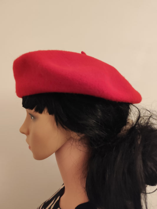 Béret rouge en pure laine