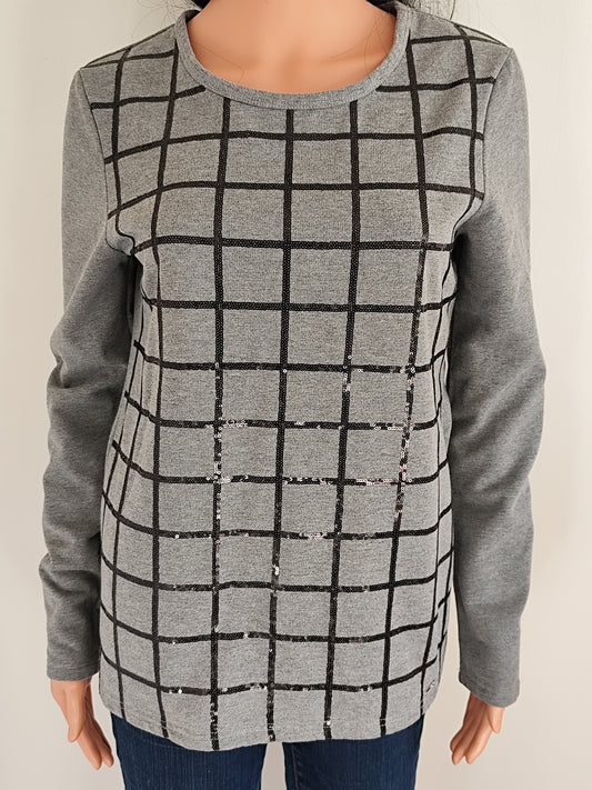 🖤 Pull Sweat Gris à Carreaux La City – Élégance et Confort au Quotidien - Taille 38/40