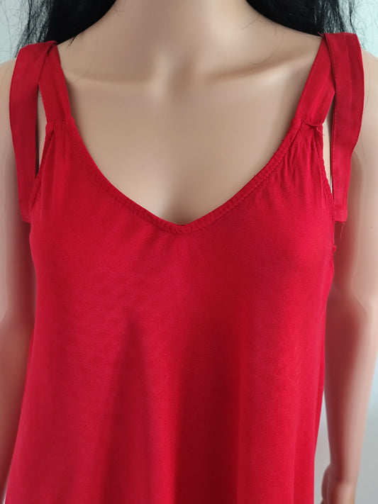 Robe fluide rouge – 100 % Tencel – taille 38/40 (estimée)