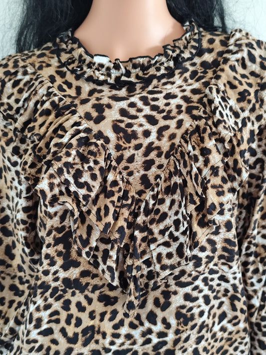 Blouse léopard à volants – Object – taille 38