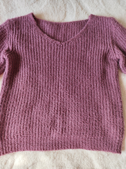 Pull col V violet – Taille 40/42