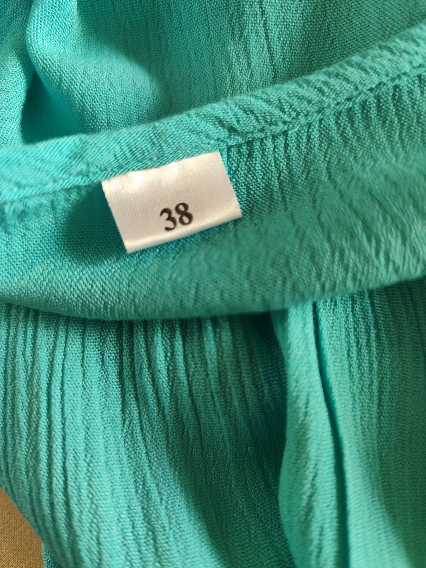 🌿 Bohemian Tunic – Turquoise – Lace Details – Size 38