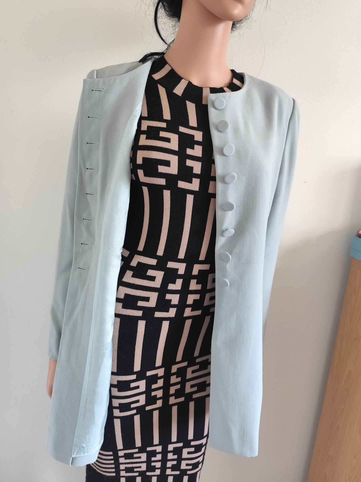 Veste longue droite bleue clair -Marque 1 2 3 – Taille 38