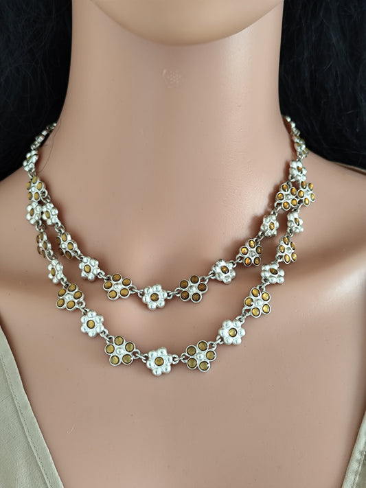 Collier à petites fleurs  Dolce Vita  perles & strass