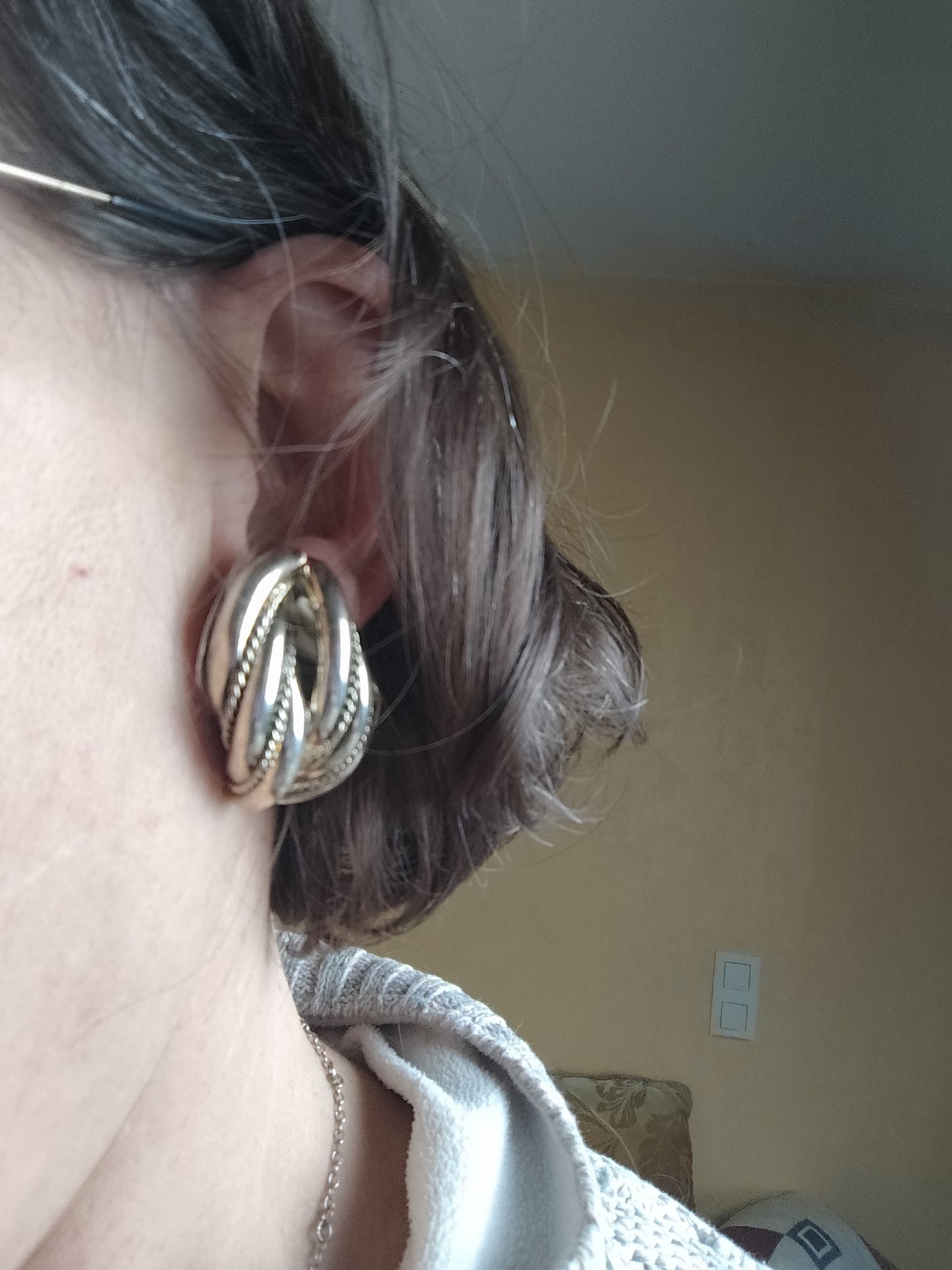 Boucles d’oreilles torsadées argentées à clip – Vintage années 70/80