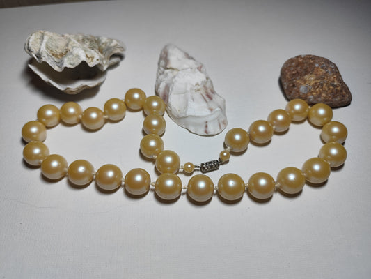 ✨ Collier Vintage Perles Imitation – Fermoir Argenté Strass – Élégance Intemporelle