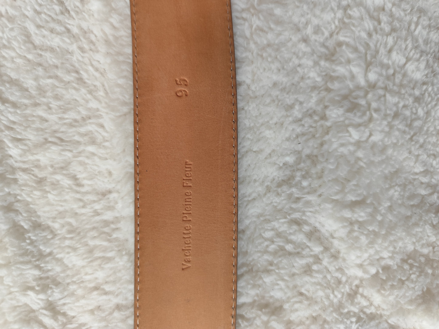 Ceinture blanche en cuir pleine fleur – Taille 95 cm