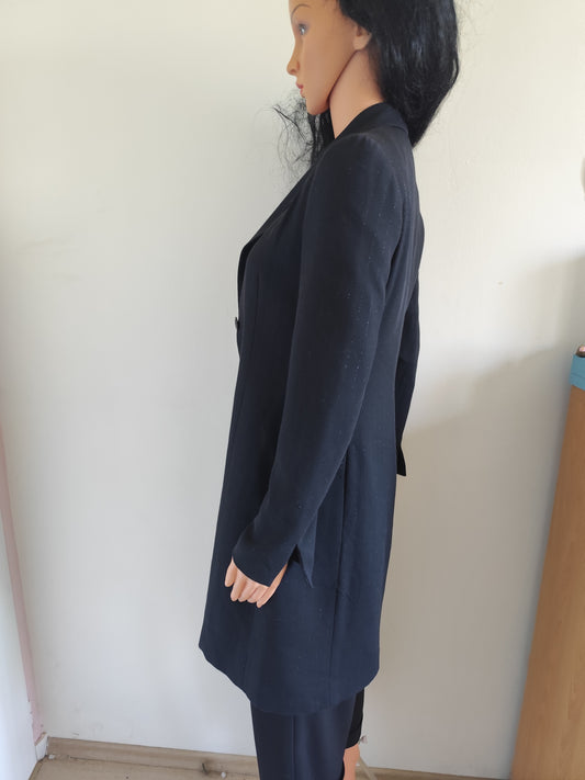 Manteau long noir rayé argenté Sinéquanone Paris – Taille 36