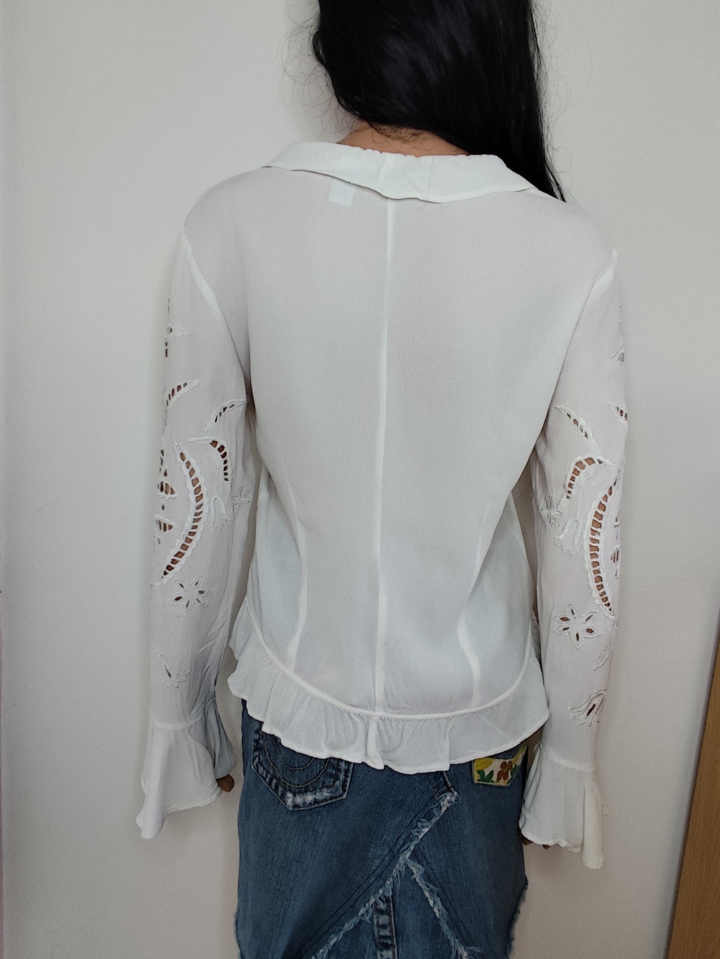 đ€ Chemisier Blanc ĂlĂ©gant Together â DĂ©tails AjourĂ©s & Volants - Taille 38/40