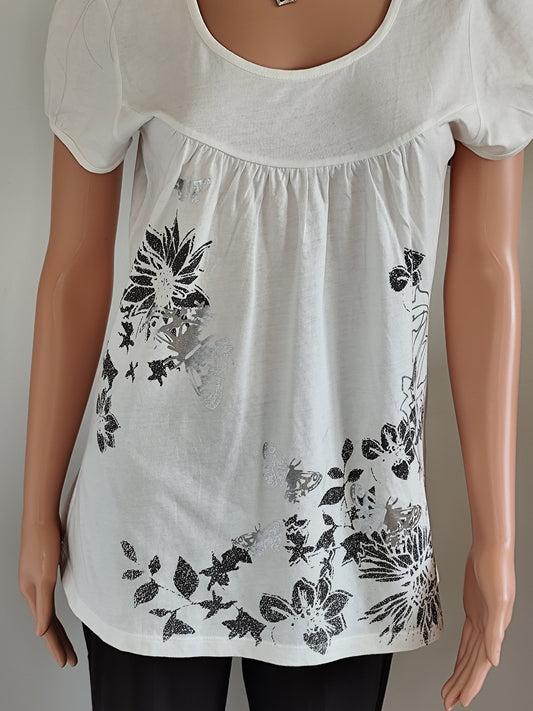 T-shirt Long Damart  – 100% Coton & Motif Floral – Taille 38/40