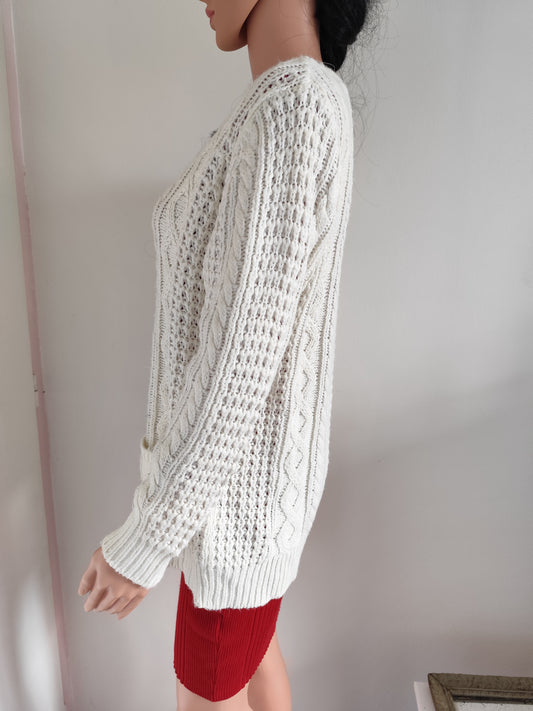 🤍 Cardigan écru ajouré en coton - La Redoute  - Taomme 38/40 🤍