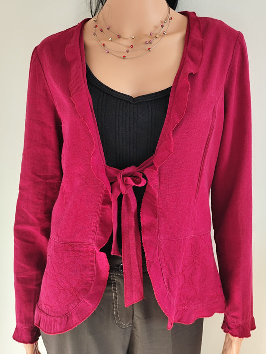 Veste Rouge en Lin Mélangé – Élégance Décontractée - Taille 40/42