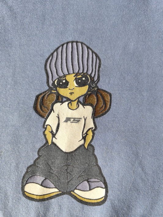 T-shirt vintage Spirit bleu cartoon – Taille M (oversize)