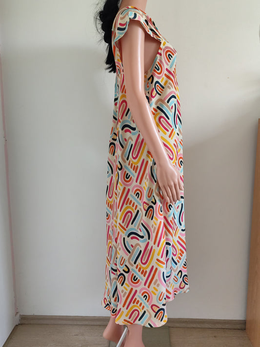 📸 Robe longue d'été à imprimé arc-en-ciel – Gold & Silver – TU