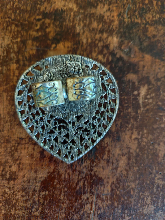 Attache foulard aimantée vintage – cabochon blanc