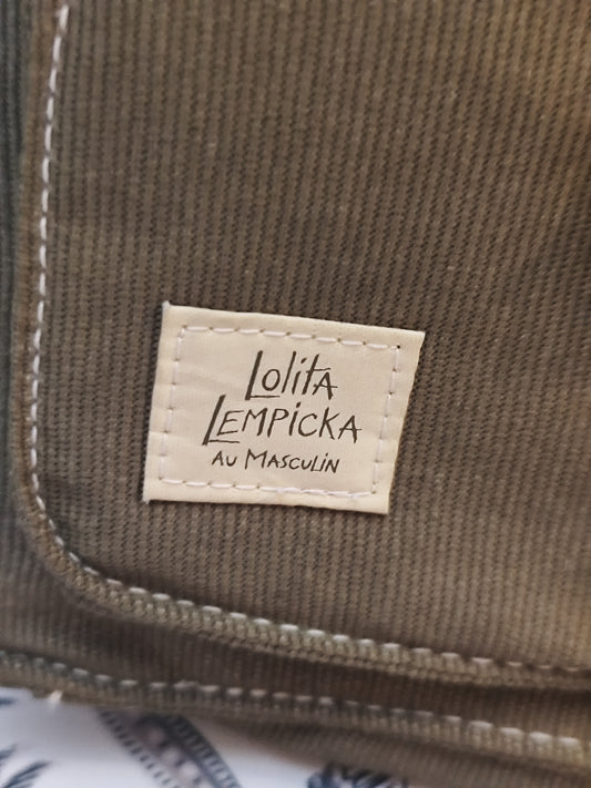 Sac bandoulière en toile kaki – Lolita Lempicka au Masculin – 30x23x8 cm