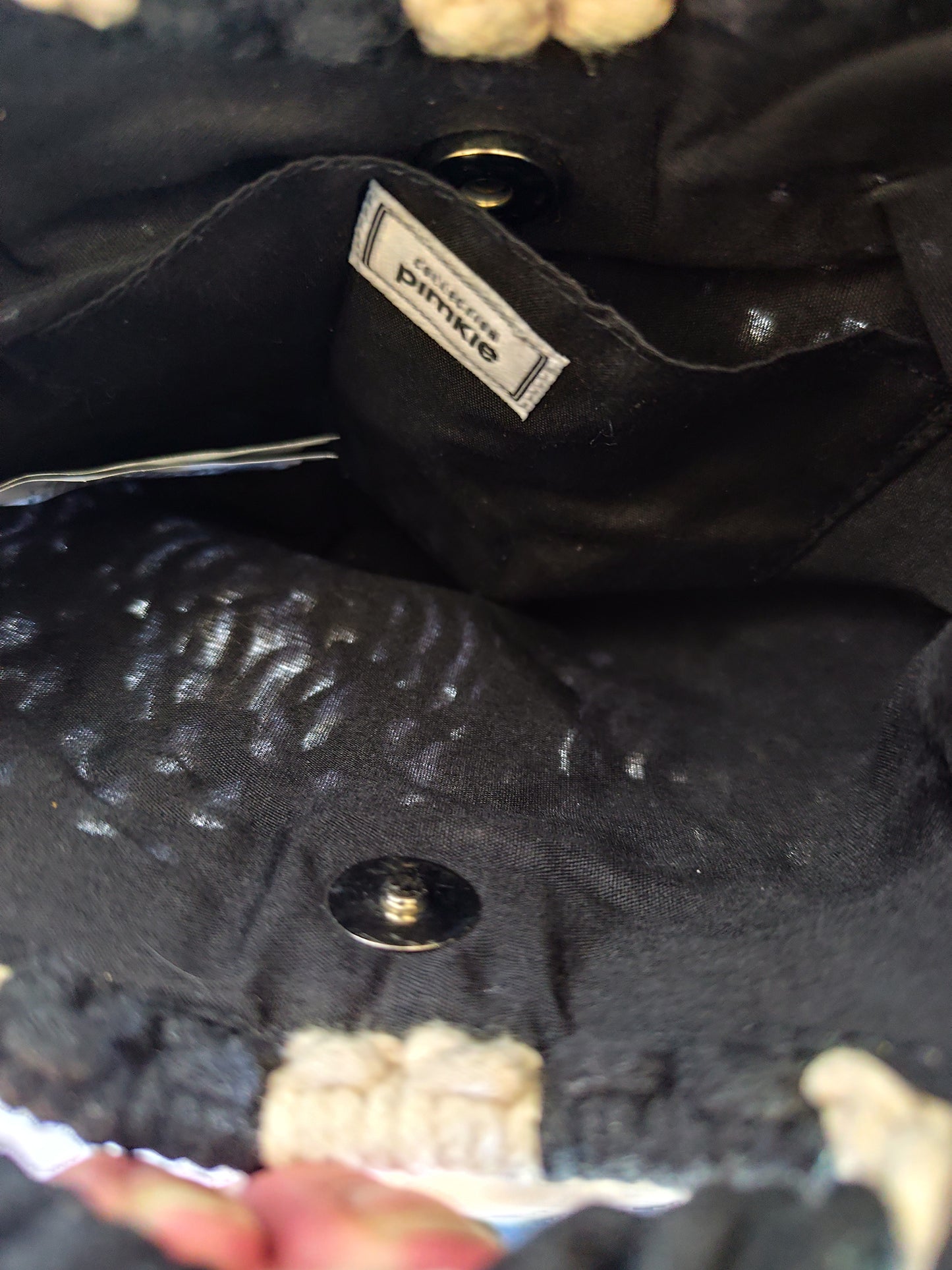Sac bandoulière & main en macramé bicolore Noir & Écru - Collection Pimkie