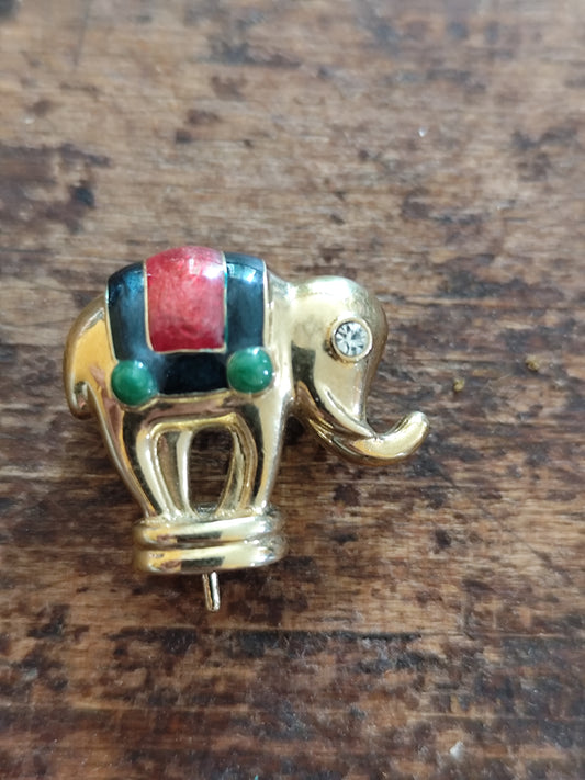 Broche vintage éléphant de cirque coloré