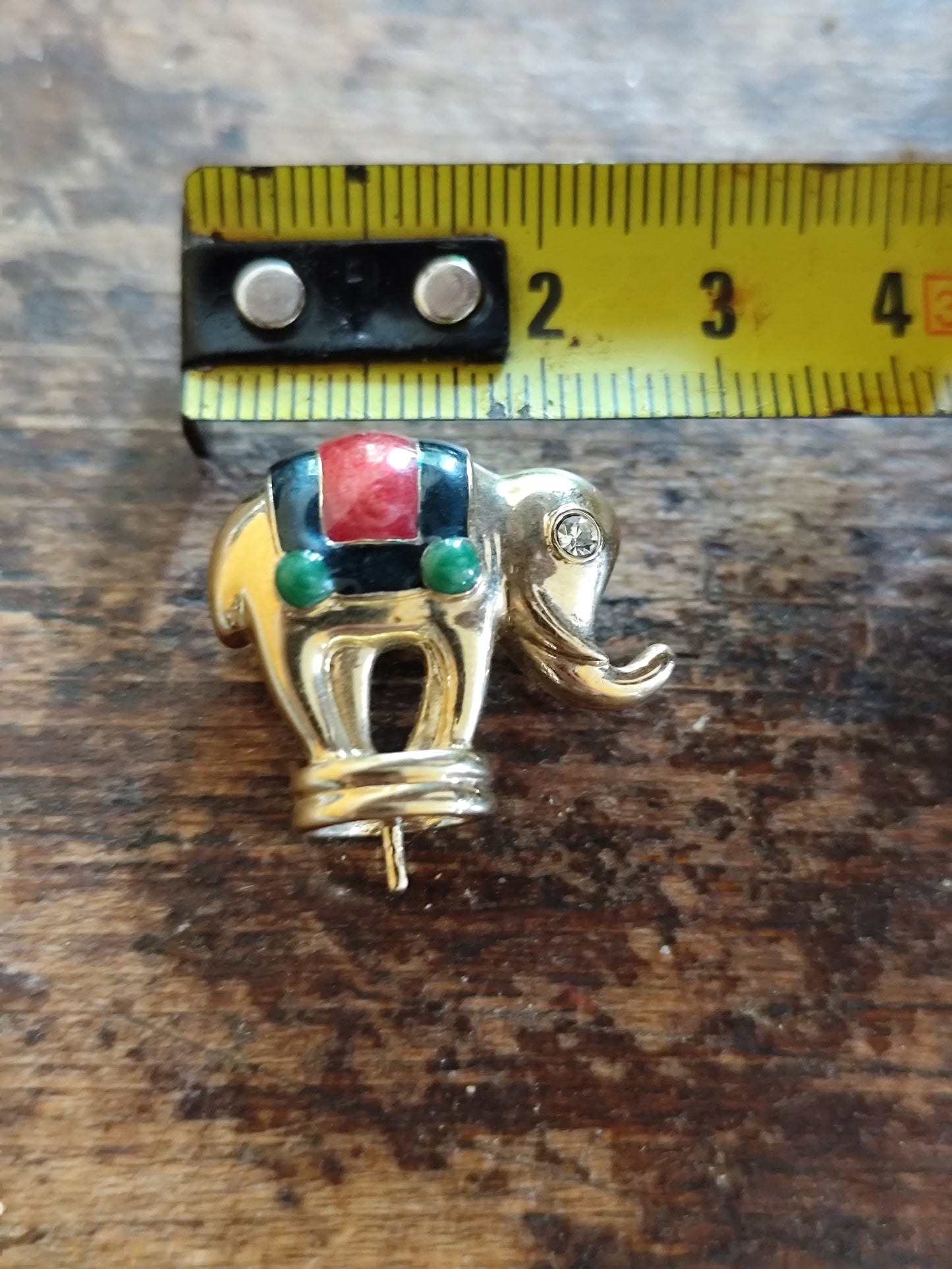 Broche vintage éléphant de cirque coloré