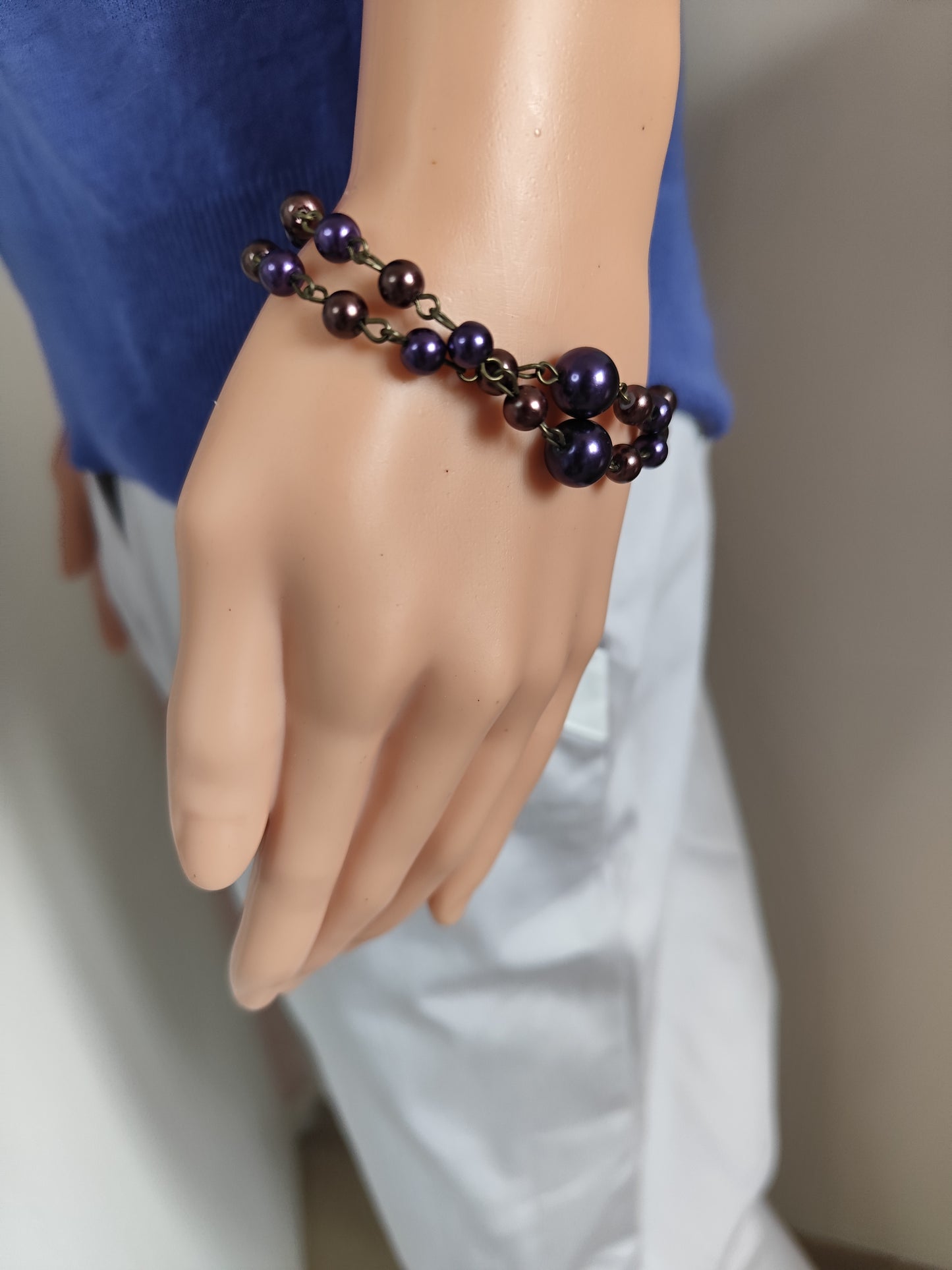 đ€ Bracelet Fantaisie PerlĂ© Noir et Violet â Style ĂlĂ©gant et SophistiquĂ©
