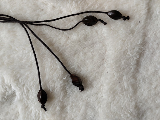 Ceinture perles bois foncées – Longueur maxi, style garanti - 105 cm