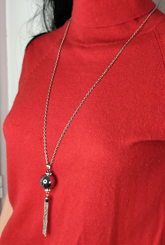 Long Collier  Perlé Marron avec Pampilles – Élégance Bohème et Intemporelle