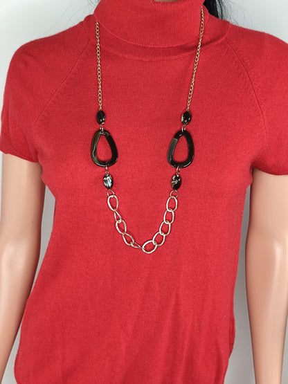 Collier Long Noir et Doré – Style Élégant et Léger