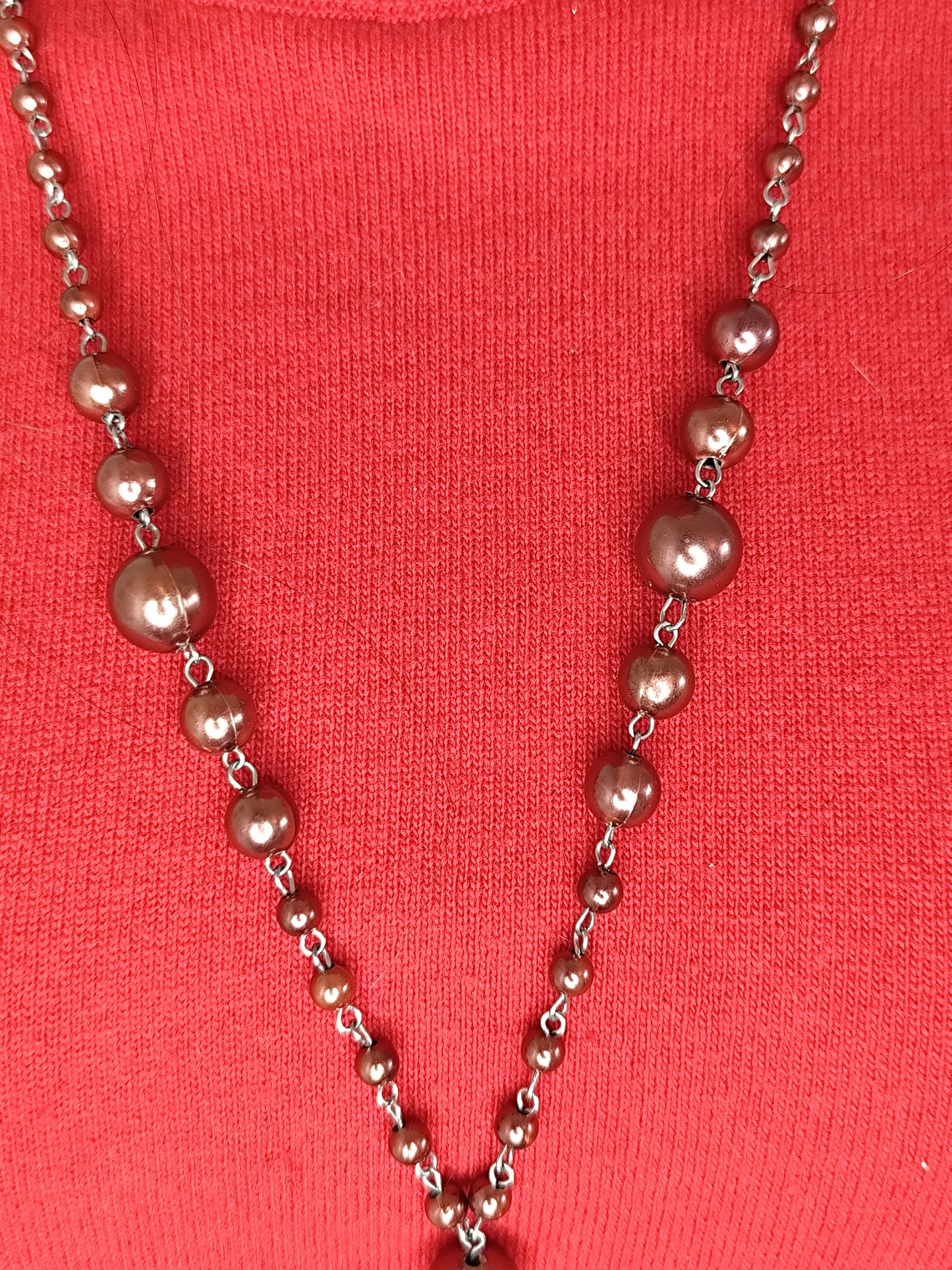 Long Collier  Perlé Marron avec Pampilles – Élégance Bohème et Intemporelle