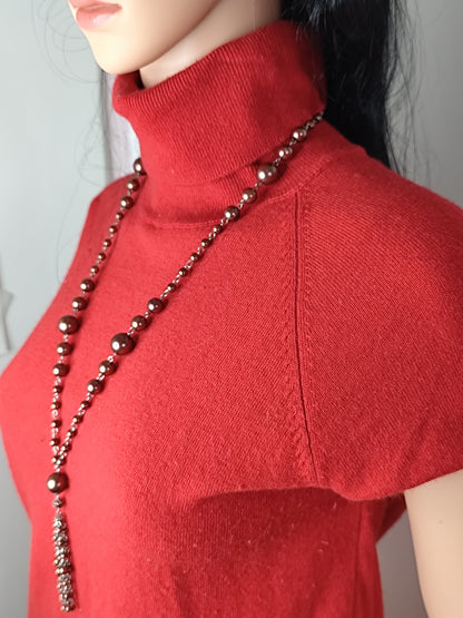 Long Collier  Perlé Marron avec Pampilles – Élégance Bohème et Intemporelle