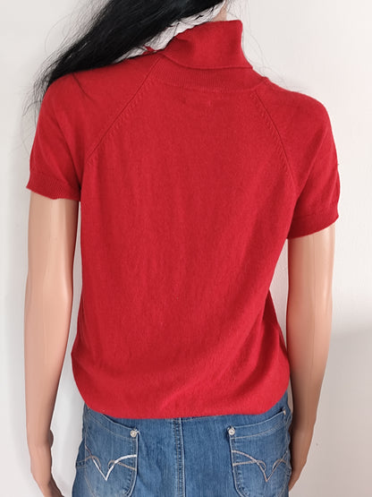 🔥 Pull Rouge Col Montant Benetton – Douceur & Élégance - Taille 38/40