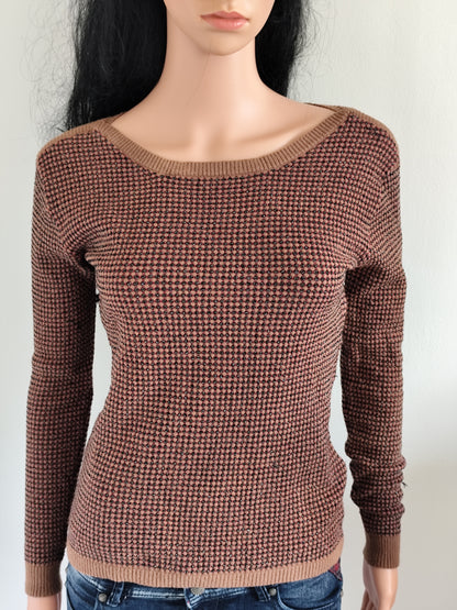 Pull fin texturé brun et argenté – Cache Cache – taille 36/38