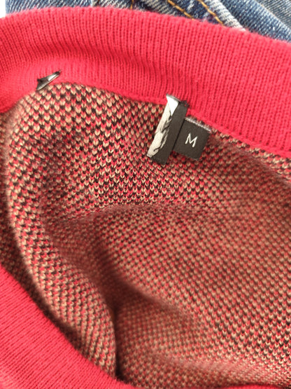 Pull coupe droite rouge à motifs fleurs Brandtex – Taille 38/40