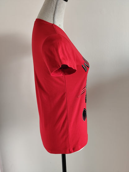 T-shirt Rouge Graphique – Taille 36/38