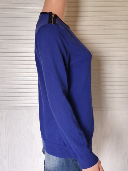 Pull bleu électrique à zip épaule Lauren Ralph Lauren -Taille 38