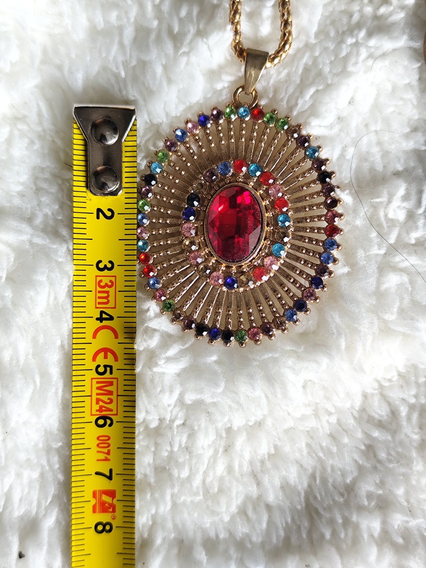 Parure collier et boucles d'oreilles soleil bohème strass multicolores