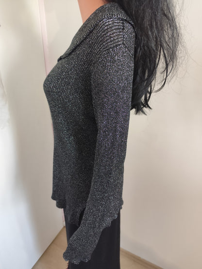 Haut fluide col bateau lurex argenté  - Taille 36/38