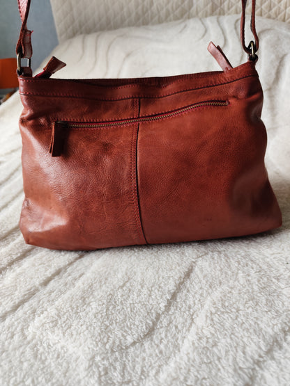 Sac bandoulière Biba en cuir tressé marron