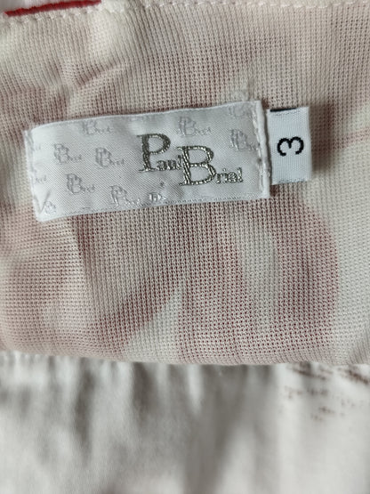 Tailleur Paul Brial – motif floral rouge & chocolat – Taille 3/40 haut et 4/42 jupe