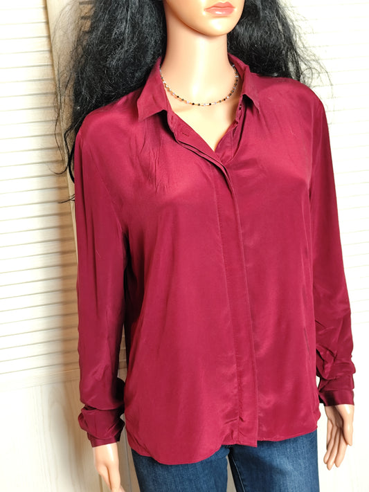 Chemise en soie COS bordeaux - Taille 38