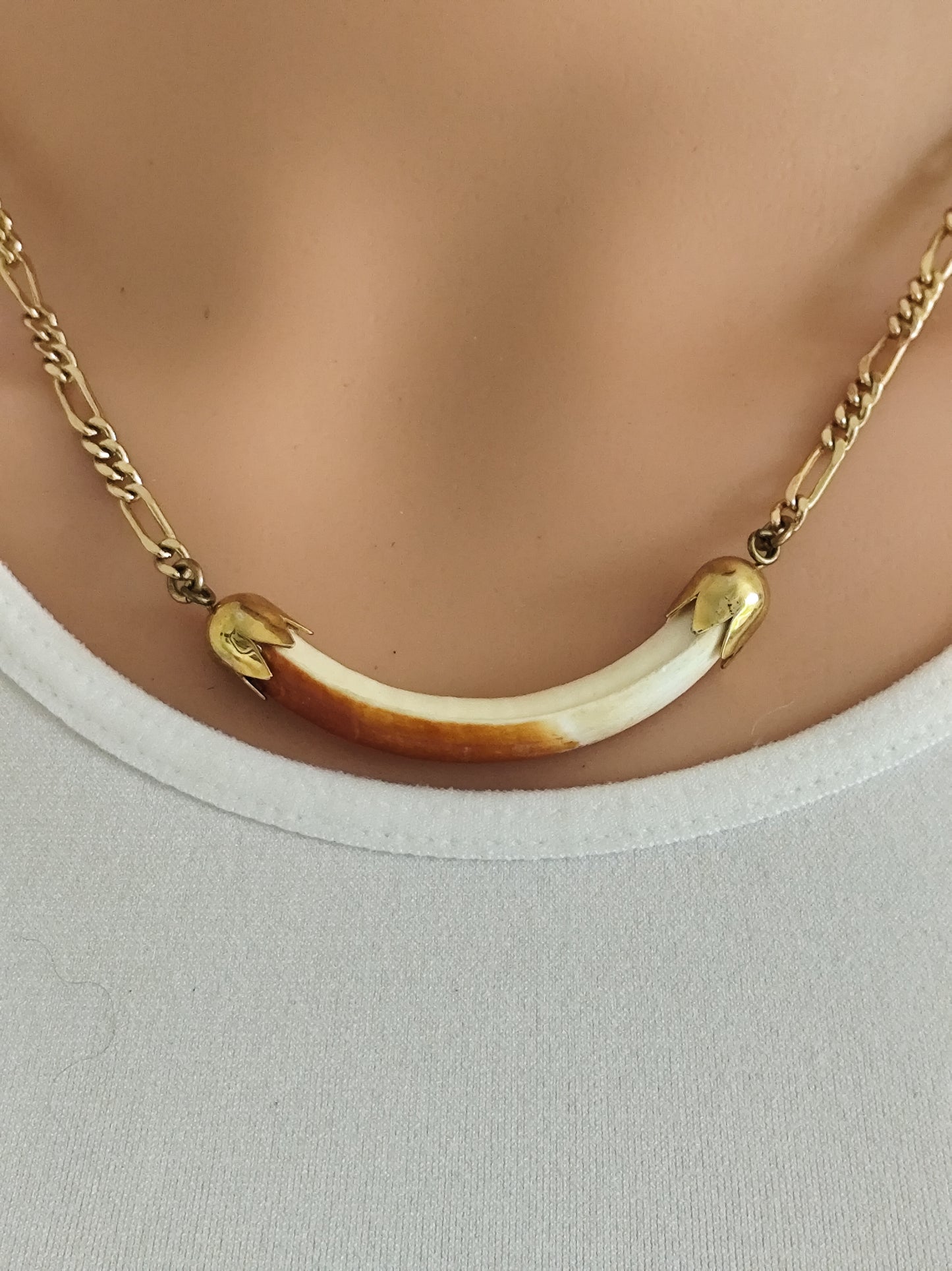 Parure collier et bracelet dent de castor