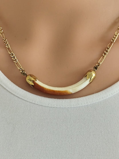 Parure collier et bracelet dent de castor