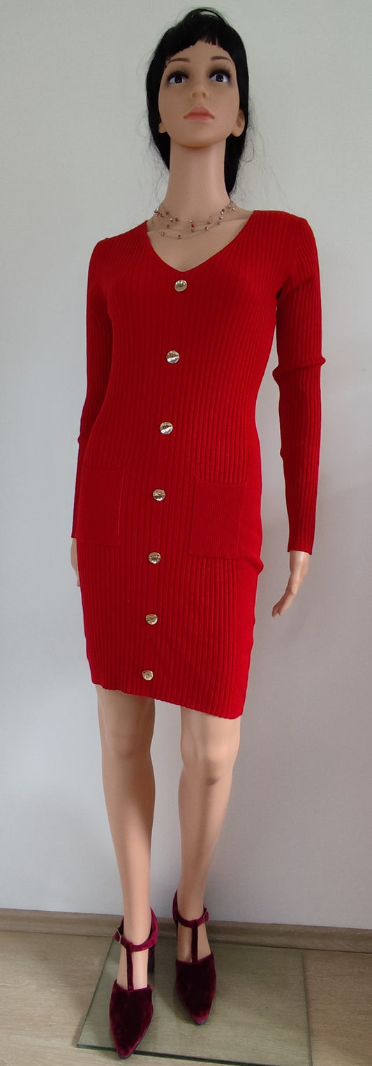 Robe pull rouge à boutons – Elena Z - Taille 36