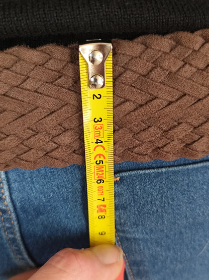 Ceinture large tressée marron effet daim - 108 cm hors boucle