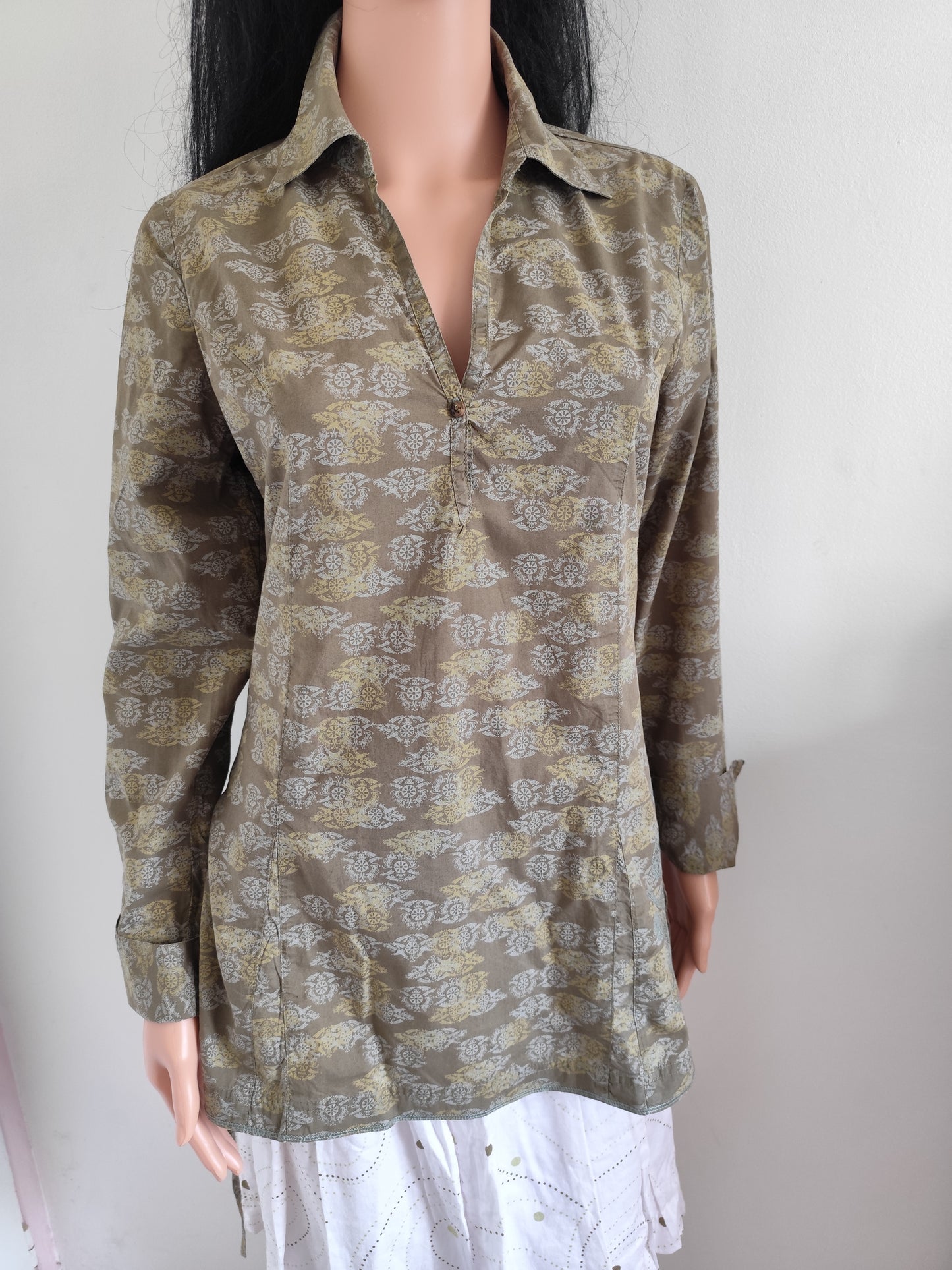 Tunique Miss Captain kaki motifs floraux – Taille 38