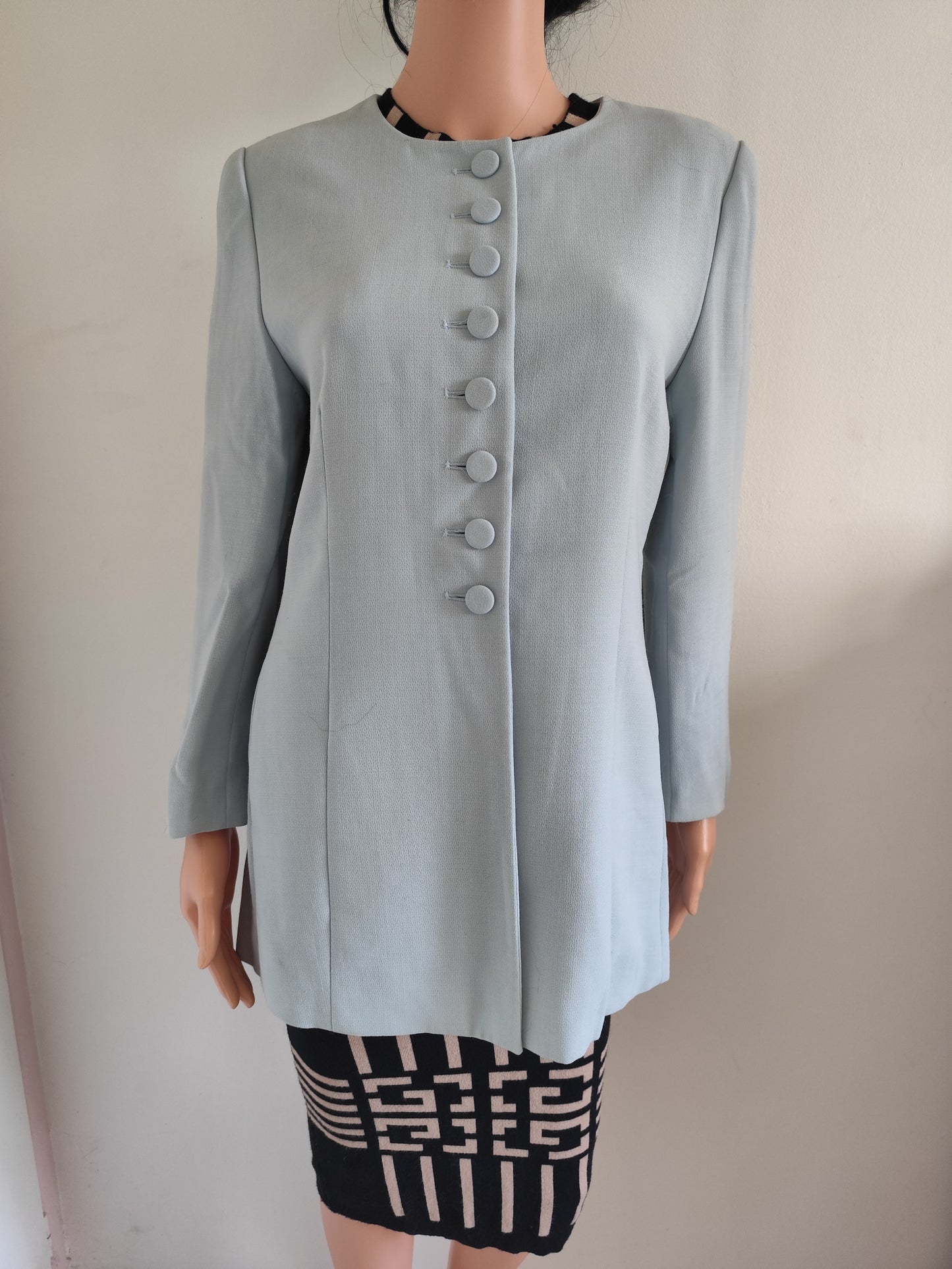 Veste longue droite bleue clair -Marque 1 2 3 – Taille 38