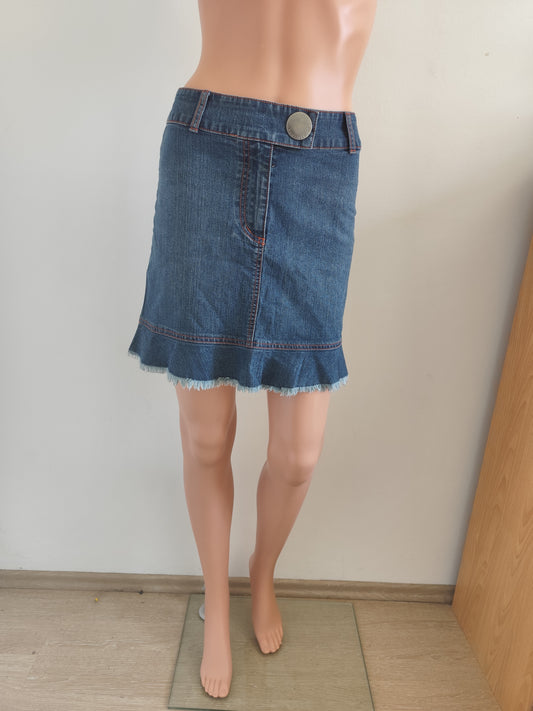 Jupe en jean Y2K volantée – Pastille Menthe – T. 36