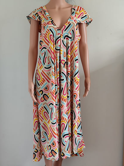 📸 Robe longue d'été à imprimé arc-en-ciel – Gold & Silver – TU