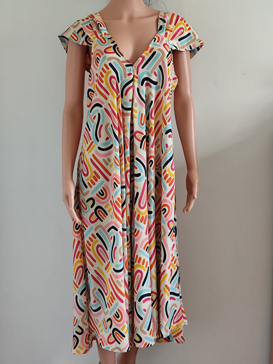 📸 Robe longue d'été à imprimé arc-en-ciel – Gold & Silver – TU