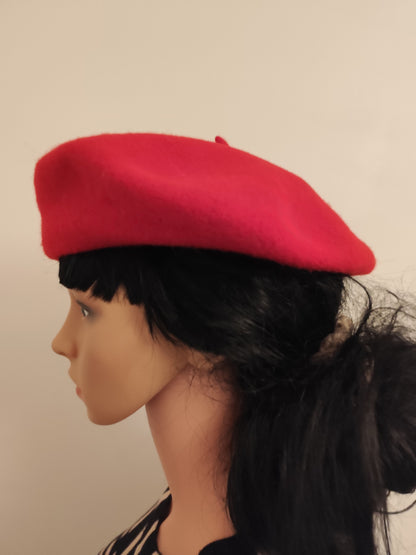 Béret rouge en pure laine
